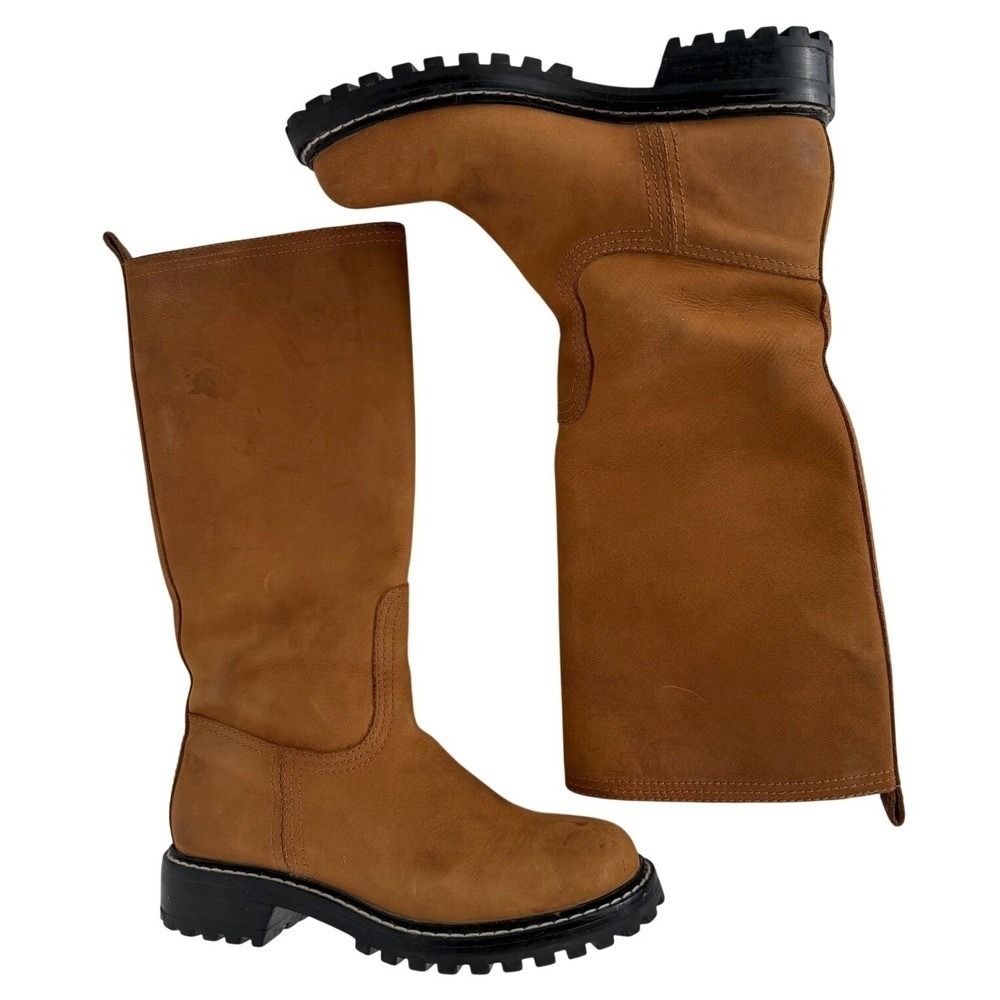 Marc by Marc Jacobs Mid Calf Leather Tall Tan Brown Boots Lug Sole EU 36 US 6